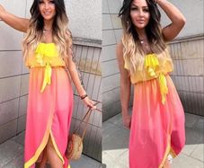 Asymmetrical ombre maxi dress