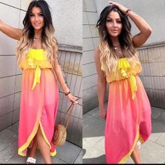 Asymmetrical ombre maxi dress