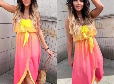 Asymmetrical ombre maxi dress
