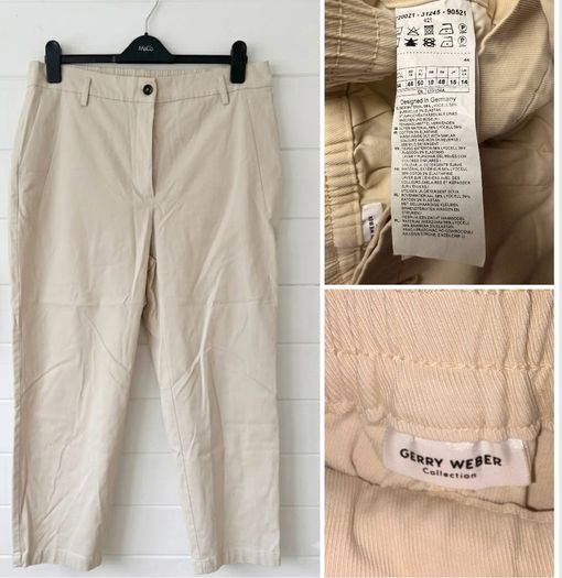 Gerry Weber designer trousers fine cord flattering light oat colour classic chic