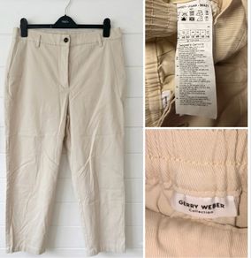 Gerry Weber designer trousers fine cord flattering light oat colour classic chic