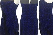 Karen Millen Ladies Blue &amp; Black Silk Animal Print Special Occasion Dress Uk 10/12 Includes Postage