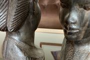 Pair of Vintage Mid Century African Art Hardwood Bust Carvings