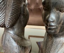 Pair of Vintage Mid Century African Art Hardwood Bust Carvings
