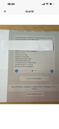 iPhone 16 pro max 1Tb unlocked