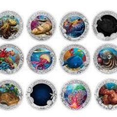 Austria 3 Euro Coin Complete Set 2022-2025 Marine Life Series. 12 Coins. (In Capsules)