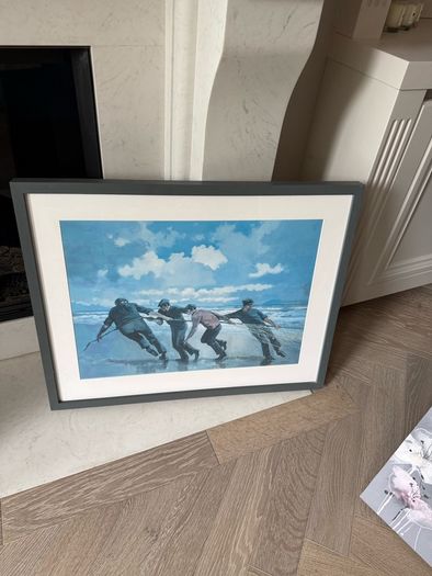 Collection of 7 large pictures and 2 mirrors