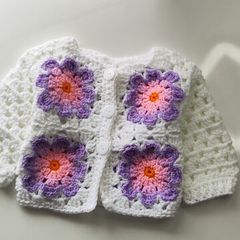 Handmade granny square baby cardigan