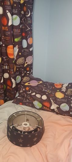 Kids galaxy curtains with matching light and duvet ser