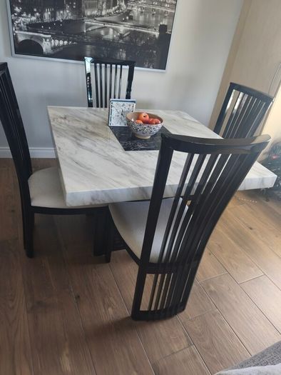 marble effect table and chairs