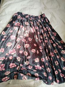 floral pleated midi skirt satin look elegant style