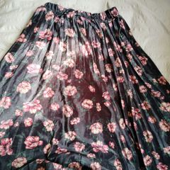 floral pleated midi skirt satin look elegant style