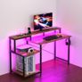 48 Inch Computer Desk with Monitor Stand with Power Outlets & Adjustable LED Image 7
