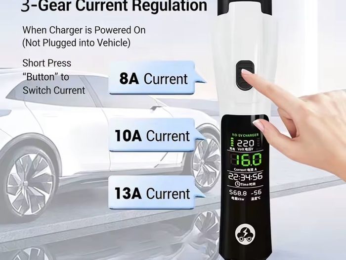 3KW 13A GBt (not type 2)  EV Portable Charger 5M Cable EVSE UK Plug Wall Box Adapter for Electric Vehicle with Display Screen