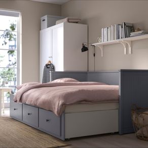 Selling HEMNES IKEA day bed in great condition, used once, slides from a couch to a double BED. Mattress included, and comes with 3 storage drawers