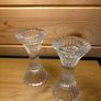 Pair of Clear Fluted Glass Multi-Use Candle Holders (5") - Pristine Condition Image 4