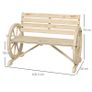 Wagon Wheel Chair Bench Armrest Rustic Loveseat Wood Outdoor Garden, Natural Image 2