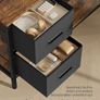 L-Shaped Corner Desk with Storage Drawers & Monitor Shelf  Vintage Brown Image 4