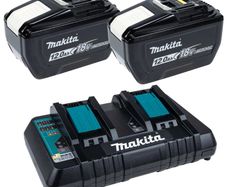 Makita 2x BL18120 12.0Ah 18V Li-Ion Batteries & DC18RD 18V Dual Port Battery Charger