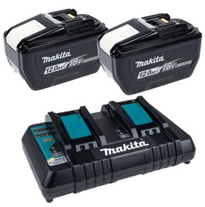 Makita 2x BL18120 12.0Ah 18V Li-Ion Batteries & DC18RD 18V Dual Port Battery Charger