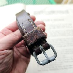 Vintage Swiss Army Military Issued Utility Leather Belt 1950s