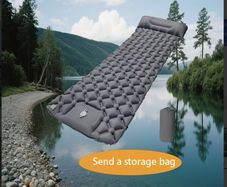 Outdoor Inflatable Sleeping Pad | 1-Minute Quick Inflation + Extra Thick Puncture-Proof | Essential for Camping / Hiking / Picnics | Lightweight Portable Foldable Moisture-Proof Mat | Must-Have Outdoor Gear for Summer Trips | Includes Matching