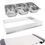 Buffet Servers /Plate  Warmers Quest Model BN R 16520 Euro Prices With Three Lidded  Serving Trays 1.2 Litre See The Food Through The  Plastic Lids  200 Watts  Beside Two Cash Machines SAFER Card Shopping. Image 6