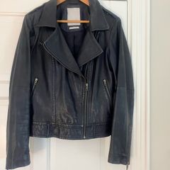 Yaya Women Navy Leather Jacket