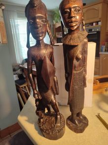 African male and female - wooden sculptures - wood carving - Africa - Ghana - second half of the 20th century