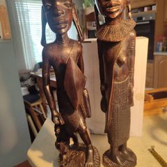 African male and female - wooden sculptures - wood carving - Africa - Ghana - second half of the 20th century