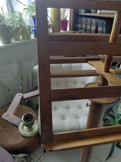 Antique wooden Duellist music stand with side candle sconcesAntique oak wooden music stand with side candle sconces
