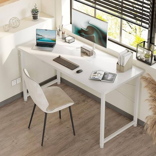 120x48 cm Desk, Small Computer Desk for Home Office, Study Office Table with Headphone Hooks for Small Space, Easy Assembly, White