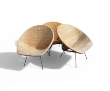 midcentury wicker hoop chair