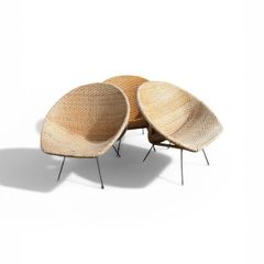midcentury wicker hoop chair