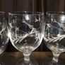 Hand etched twisted stem large wine glass set Image 2