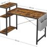 _Computer Desk with Shelf, Adjustable Shelf, with Side Pocket, 110 x 50 x 90 cm, Industrial Design, Vintage Brown/Black Image 5
