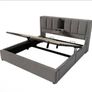 Grey Linen Super King Size Bed with storage,USB ports and cup holders Image 5