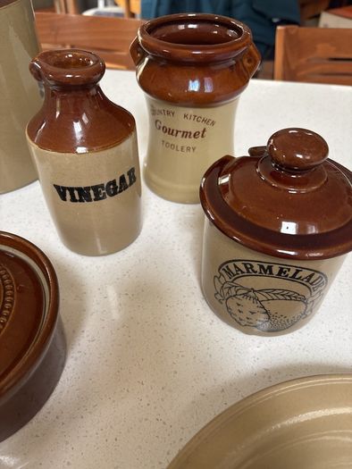 18 Pieces- Vintage Earthenware Glazed Pottery Pieces- Pearson's of Chesterfield, Moira Pottery , Emile Henry - French Designer- all in great condition