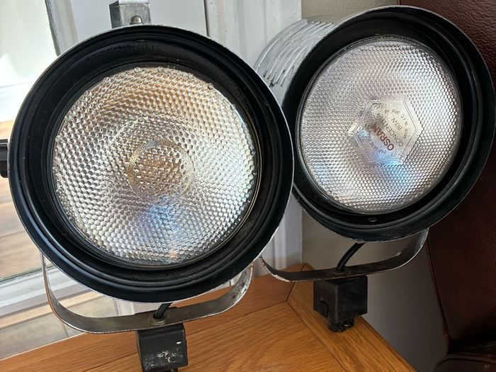 Pair of Vintage Industrial Chrome Spotlights