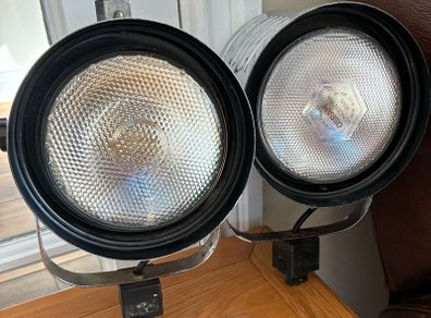 Pair of Vintage Industrial Chrome Spotlights