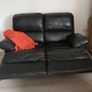 2 seater recliner sofa black leather Image 7