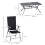 Outdoor Patio Garden Texteline Dining Furniture Set with 6 Folding Chairs Plus Table - Black (7-Piece) Image 3