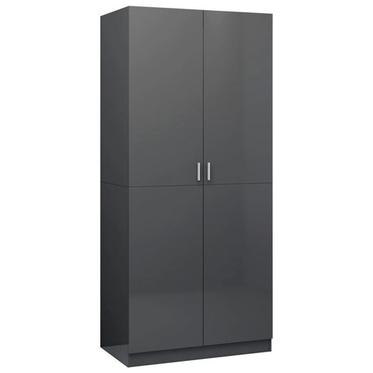 Wardrobe High Gloss Grey 80x52x180 cm Chipboard