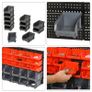 Wall Mounted Storage Bin Rack Tool Organizer with 30 Bins, Pegboard for Garage Workshops Red Image 7