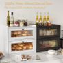 Brand New Wooden Bread Box 2-Tier Ventilated Storage Container Image 3
