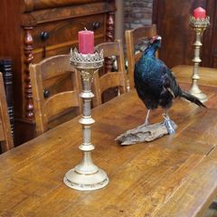 Pair of Tall Brass Gothic-style Candlesticks