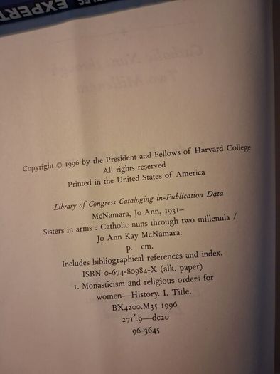 Sisters in Arms / Catholic Nuns Through Two Millennia/ Jo Ann Kay McNamara / 1st ed., 1996