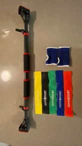 COREBOOST Adjustable Doorway Pull-Up / Chin-Up Bar + Resistance Bands & Gloves