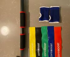 COREBOOST Adjustable Doorway Pull-Up / Chin-Up Bar + Resistance Bands & Gloves