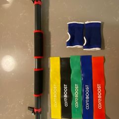 COREBOOST Adjustable Doorway Pull-Up / Chin-Up Bar + Resistance Bands & Gloves
